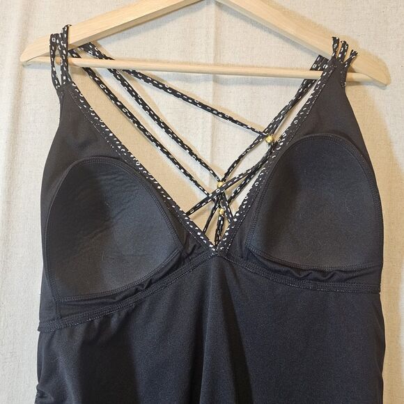 Liz Lange Maternity Swim One Piece Black White Dot Design XXL Strappy With Beads - Picture 8 of 12